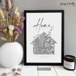 Personalized New Home Map Gift, Housewarming Print For Friends - Framed Or Unframed - thumbnail 3