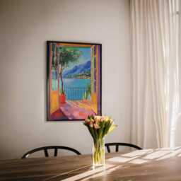 Open Window Henri Matisse Print, Style Fauvism Painting, Modern Exhibition Patio Doors Italy Mediterranean, Lake Como - thumbnail 2