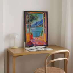 Open Window Henri Matisse Print, Style Fauvism Painting, Modern Exhibition Patio Doors Italy Mediterranean, Lake Como - thumbnail 3