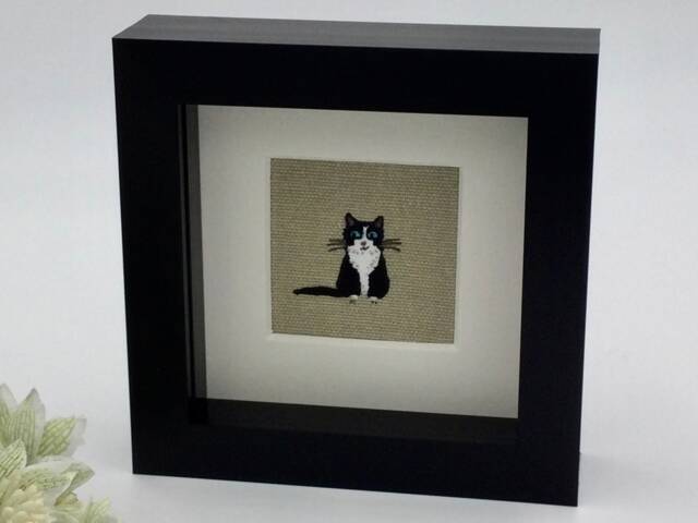 Black & White Cat Textile Picture Sophie Allport Design - image 1