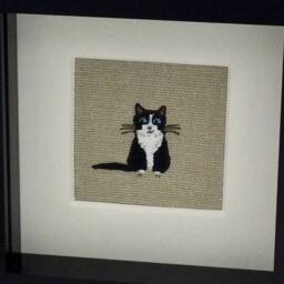 Black & White Cat Textile Picture Sophie Allport Design - thumbnail 3