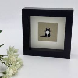 Black & White Cat Textile Picture Sophie Allport Design - thumbnail 2