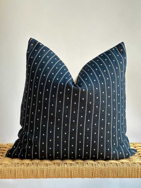 Indigo Hmong Pillow Cover Vintage Batik, Handwoven Hemp - image 1