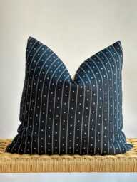 Indigo Hmong Pillow Cover Vintage Batik, Handwoven Hemp - thumbnail 1