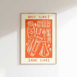 Hot Girls Save Lives Wall Print - Pharmacist - Healthcare Illustration Nhs Poster Pharmacy Art Nurse Gift Idea Gifts For - thumbnail 1