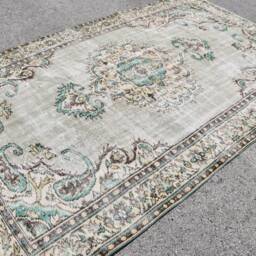 Rugs For Living Room, Vintage Rug, Antique Rugs, Turkish 5.7x9.1 Ft Large Green Kitchen Ethnic Dining Room Rug - thumbnail 2