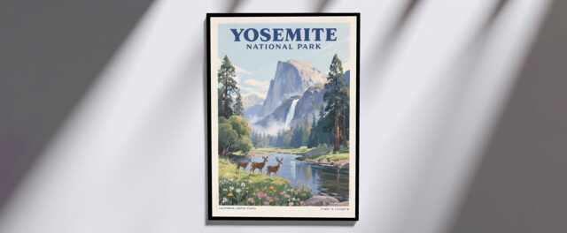 Vintage Yosemite National Park Poster - California Travel Art - image 1