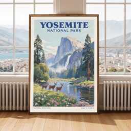 Vintage Yosemite National Park Poster - California Travel Art - thumbnail 2