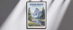 Vintage Yosemite National Park Poster - California Travel Art - thumbnail 1