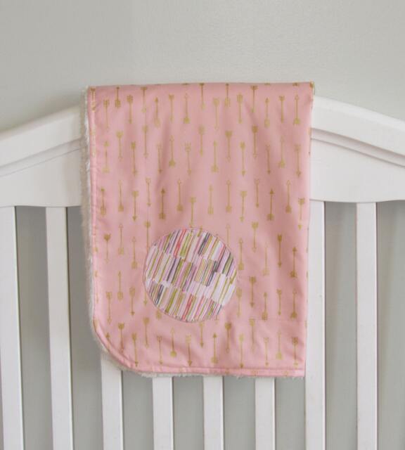 Girl Blanket, Arrow Blanket Trendy Baby Blanket, Pink & Gold Arrows - image 1