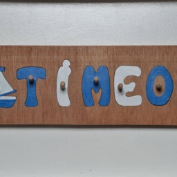 Wooden First Name Puzzle/Customizable Educational Toy Marine Decor Sea Theme Original Gift Children's Room - thumbnail 3