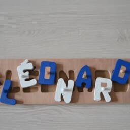 Wooden First Name Puzzle/Customizable Educational Toy Marine Decor Sea Theme Original Gift Children's Room - thumbnail 2