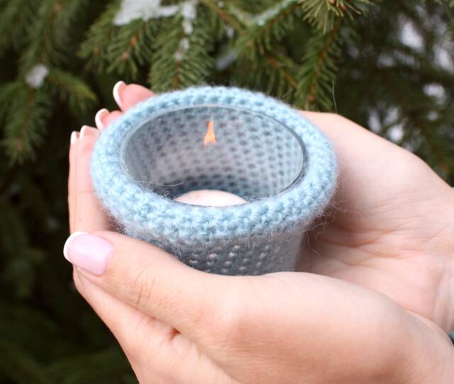 Candlestick Crochet With Glass, Romantic Evening, Christmas Decoration, New Year's Table Candle - image 1