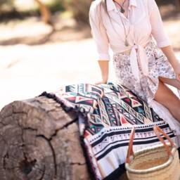 Pure Cotton Picnic Rug Blanket Throw Yoga Mat Beach Grounding - thumbnail 2
