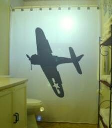 B-52 Bomber Shower Curtain, Military Aircraft Bathroom Decor - thumbnail 1