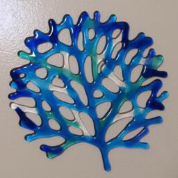 Fused Glass Coral Wall Decor, Turquoise Blue Branching Sea Art - thumbnail 3