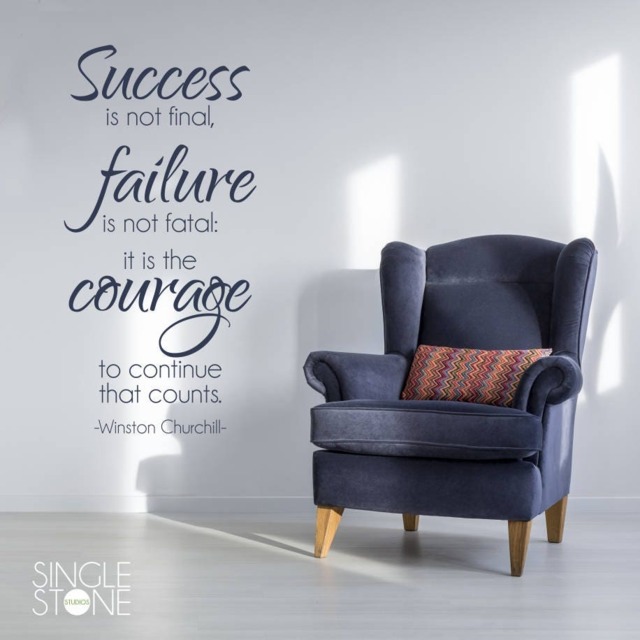 Winston Churchill Wall Decal Quote Courage To Continue - Vinyl Words Custom Home Decor - image 1