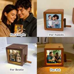 Personalized Photo Flipbook Animation Box Custom Crank Photobox Picture Wooden Book With Light Frame - thumbnail 4