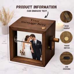 Personalized Photo Flipbook Animation Box Custom Crank Photobox Picture Wooden Book With Light Frame - thumbnail 3