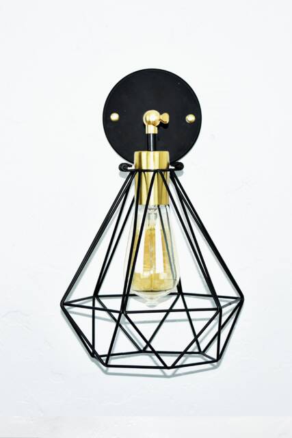 Black Diamond & Modern Brass Wall Sconce - Custom Finish & Led Or Antique Bulbs Lighting Bedroom Bedside Lamp - image 1