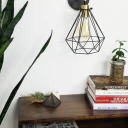 Black Diamond & Modern Brass Wall Sconce - Custom Finish & Led Or Antique Bulbs Lighting Bedroom Bedside Lamp - thumbnail 2