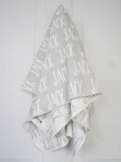 Personalized Organic Cotton Baby Blanket - Reversible Name Design - image 1