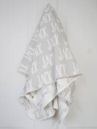 Personalized Organic Cotton Baby Blanket - Reversible Name Design - thumbnail 1