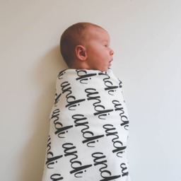 Personalized Organic Cotton Baby Blanket - Reversible Name Design - thumbnail 3