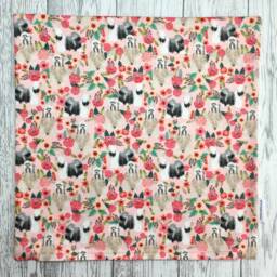 Tibetan Terrier Dog Print Cushion Cover in Pink Floral Design - Home Decor, Pillow Cover, Country Home & Living, Decorative Pillow, 38x38cms - thumbnail 2
