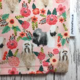 Tibetan Terrier Dog Print Cushion Cover in Pink Floral Design - Home Decor, Pillow Cover, Country Home & Living, Decorative Pillow, 38x38cms - thumbnail 3