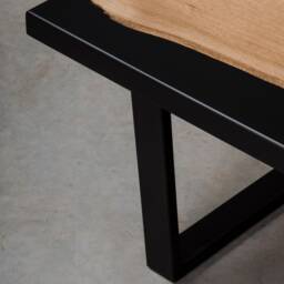 Black Resin Coffee Table, Live Edge One Slab Oak End Table - thumbnail 4