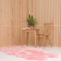 Soft Pink , British Sheepskin Pale Pink, Large Rug Bed Cover Chair Sofa Throw, Eco Wool Luxury - thumbnail 2