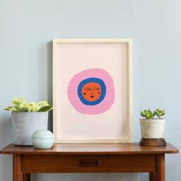 Abstract Sun Drawing Poster, Boho Wall Art, Minimalist Scandinavian Artwork, Illustration, Decor, Pink Blue Print, Summer Sun - thumbnail 3