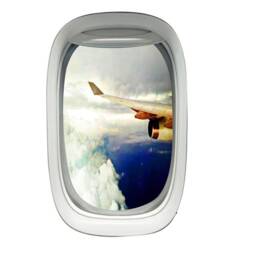 Aviation Gifts, Airplane Window Decal, Wing View Vinyl Decal Clouds Mural Wall Art - Vwaq Pw21 - thumbnail 2