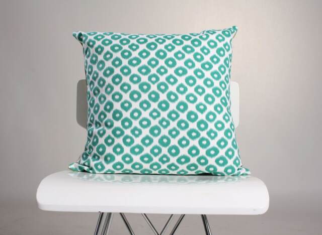 Ikat Pillow Cover/Green Geo Circle Throw Decorative Two Sided Cushion - image 1