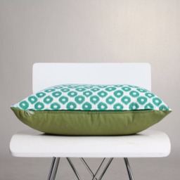Ikat Pillow Cover/Green Geo Circle Throw Decorative Two Sided Cushion - thumbnail 2