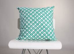 Ikat Pillow Cover/Green Geo Circle Throw Decorative Two Sided Cushion - thumbnail 1