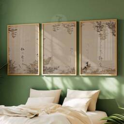 Japanese Set Of 3 Posters, Vintage Poster, Art Print, Oriental Poster Sets, Floral Gift, Botanical Wall - thumbnail 3