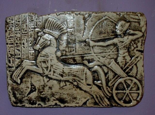 Ancient Egyptian Pharaoh King Ramses Ii On Chariot Wall Plaque Sculpture - image 1