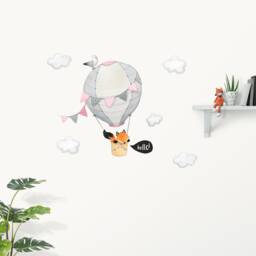 Fox in A Hot Air Balloon Wall Decal For Baby & Kids Rooms - Peel Stick Nursery Stickers - thumbnail 3