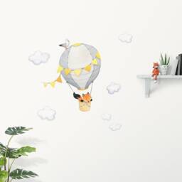 Fox in A Hot Air Balloon Wall Decal For Baby & Kids Rooms - Peel Stick Nursery Stickers