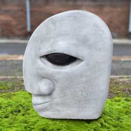 Concrete Face Statue Mystical Cement Head Sculpture Abstract Stone Figurine Outdoor Lawn Ornement Handmade Modern Art Gift - thumbnail 3