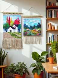 Woven Wall Hanging - House Warming Gift Textile Art Weaving Tapestry Fibre Arts Gallery Handmade Art
