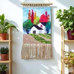 Woven Wall Hanging - House Warming Gift Textile Art Weaving Tapestry Fibre Arts Gallery Handmade Art - thumbnail 2