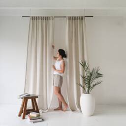Natural Linen Curtains With Back Tabs, Tab Top Blackout Bedroom, Window For Living Room, Custom Drapes