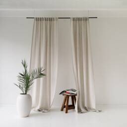 Natural Linen Curtains With Back Tabs, Tab Top Blackout Bedroom, Window For Living Room, Custom Drapes - thumbnail 2