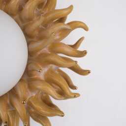 Handmade Ceramic Sunburst Wall Sconce 24K Gold Accent Lamp - thumbnail 2