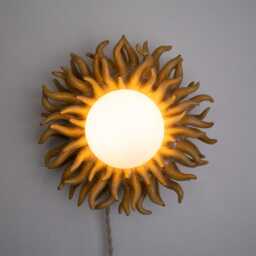 Handmade Ceramic Sunburst Wall Sconce 24K Gold Accent Lamp - thumbnail 3