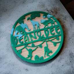 Personalised Jungle Animal Wall Sign Oak Veneer Children's Decor - thumbnail 2