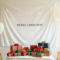 Merry Christmas Backdrop, Personalised Flag, Banner, Fabric Sign, Custom Tapestry, Boho Wall Art - thumbnail 2